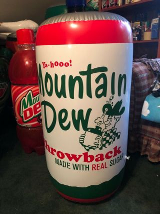 Mountain Dew Throwback Inflatable Can Holds Air Rec Room Man Cave Over 3’ Tall
