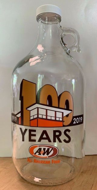 A&w Collector Root Beer Jug 2019 1/2 Gallon Glass Jug 100th Anniversary
