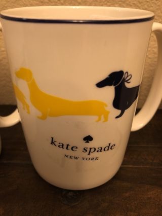 Kate Spade Wickford Dachshund Yellow 10 Oz Mug Coffee Cup Rare
