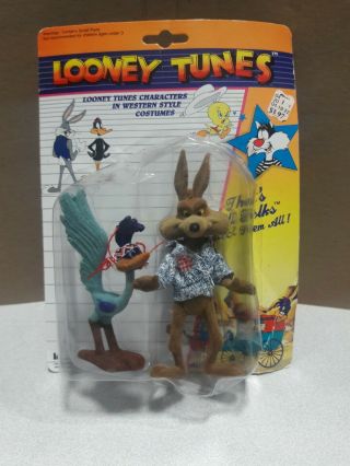 Looney Tunes Flocked Wile E Coyote Road Runner Rare 1989 Western Costumes Never