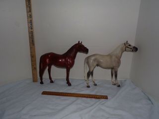 2 Breyer Horse Traditional White & Gray And Red Brown Stallion