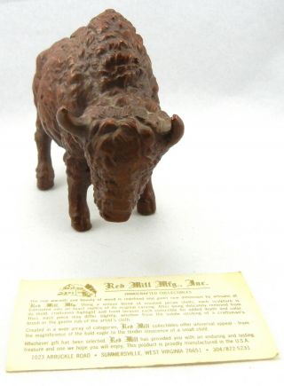 Buffalo Figurine Red Mill Mfg.  Handcrafted Bison Pecan 6 1/4 " L X 4 1/2 " H