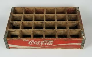 Vintage Red Wooden Coca Cola Coke 24 Bottle Crate Carrier Box