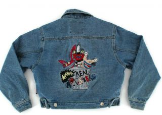 Vtg Nickelodeon Aaahh Real Monsters Crop Denim Jacket Youth Size S Est.  8 - 10