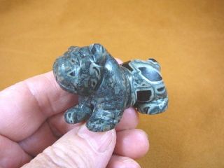 (y - Dog - Eb - 708) Green Black Bulldog Bull Dog Carving Figurine Gem Stone Love Dogs