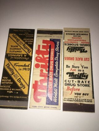 Vintage Matchbook Covers,  3 Thrifty Drug Store