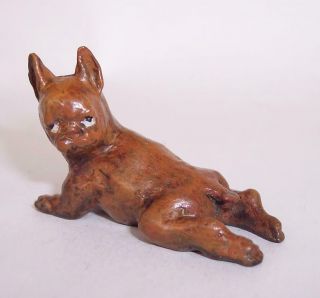 Tiny Vintage Cold Painted Bronze Metal French Bulldog Miniature Frenchie