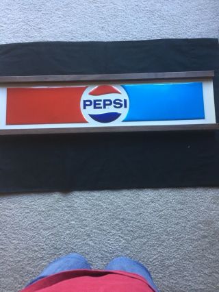 Vintage 27”l X 7 1/2 “ W Embossed / Stamped Pepsi Metal Tin Sign