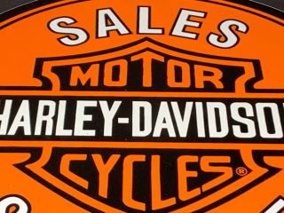 Vintage Harley - Davidson Motorcycle Dealer Sales & Service Porcelain 12 " Gas Sign
