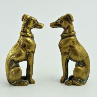 Pair Mid 19th Century Brass Figures Of Seated Greyhounds