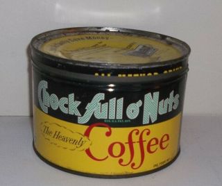 Vintage Chock Full O ' Nuts Empty 1 lb.  Keywind Coffee Can 3
