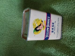 Vintage Yellow Bonnet 1 Oz Pure Ground Sage Spice Tin
