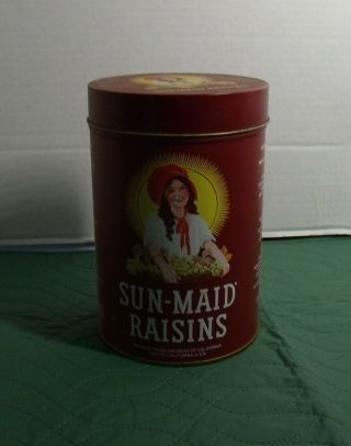 Vintage 1987 Sun - Maid Raisins Collectible Tin Canister