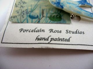Vintage Collectible Pin: Blue Bird Hand Painted by Porcelain Rose Studios 3