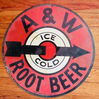 A&w Root Beer Dads Soda Pop Fountain Drug Store Vintage Heavy Steel Sign 14 " Us