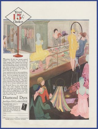 Vintage 1928 Diamond Dyes Dip Or Boil Dye Fashion Art Decor Print Ad 1920 