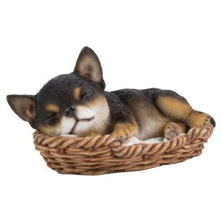 12037 Chihuahua Puppy In Wicker Basket Pet Pals Collectible Dog Figurine