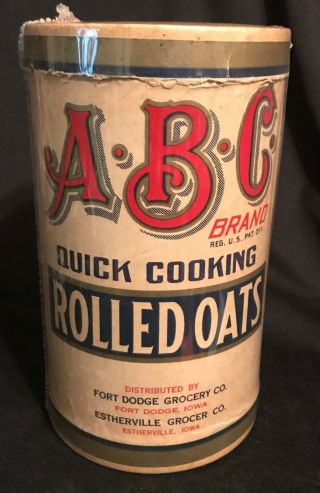 Vintage 1900s A - B - C Brand Rolled Oats Container 1lb 4oz Box One To Have