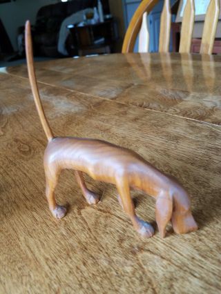 Rare Hand Carved Wood Bloodhound Tracking Dog 60s Era