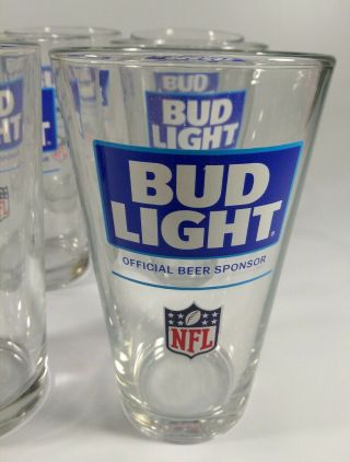 Official Nfl Bud Light® Beer Glasses 16 Oz Set Of 6 Glasses