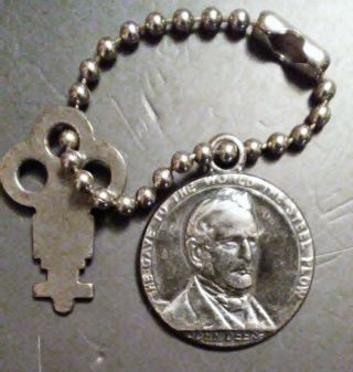 John Deere He Gave The World The Steel Plow Antique Key On Chain Medallion