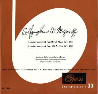 Mozart Piano Concertos K.  466 488 Bruchollerie Paumgartner Opera St - 1958 Stereo