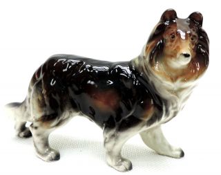 Vintage Standing Collie Lassie Dog Porcelain Figurine Made In Japan