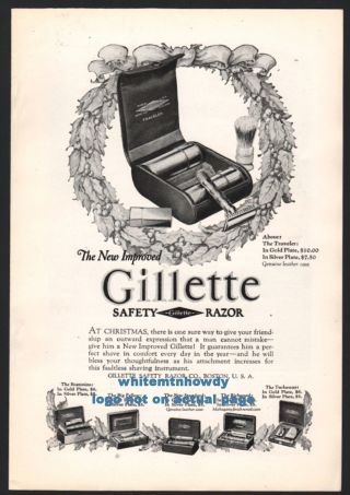 1925 Gillette Traveler Razor And Blades Vintage Shaving Print Ad Bathroom Decor