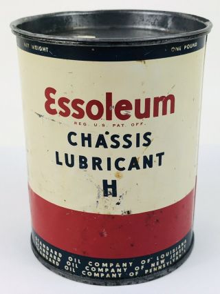 Essoleum Chassis Lubricant H Can With Lid Standard Oil Gas & Oil Advertising 33