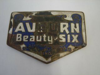 Antique Auburn Indiana Automobile Company Beauty Six Enameled Emblem