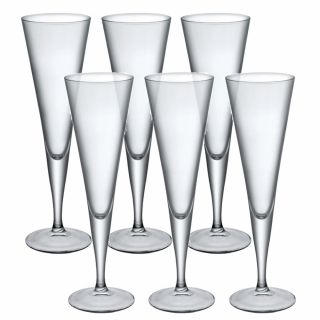 6 X Bormioli Rocco Ypsilon Champagne Flutes Glassware Dinner Glasses Toast Wine