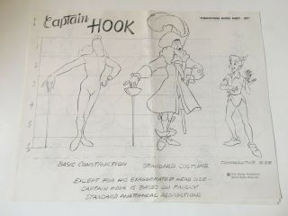 Disney Captain Hook Peter Pan Publications Model Sheet 1971