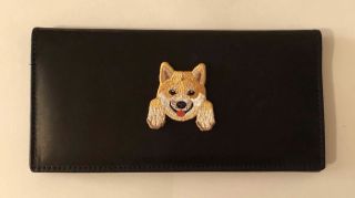 Shiba Inu Puppy Dog Design Leather Checkbook Cover Shiba Inu