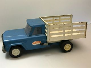 Vintage 60s Tonka Blue And White Jeep Stake Dump Truck