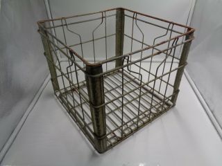 Vintage St Charles Missouri Dairy Metal Milk Crate Primitive Wire Crate Display