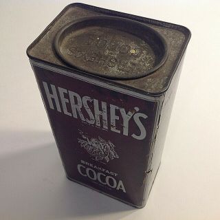 VINTAGE HERSHEY ' S BREAKFAST COCOA TIN.  1920 ' S 1 LB.  6 3/4 INCH HIGH. 5