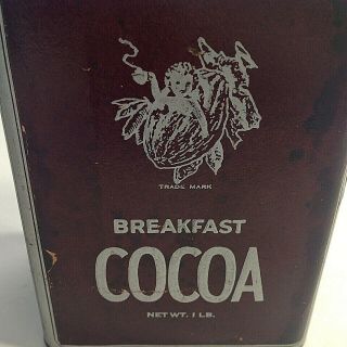 VINTAGE HERSHEY ' S BREAKFAST COCOA TIN.  1920 ' S 1 LB.  6 3/4 INCH HIGH. 6