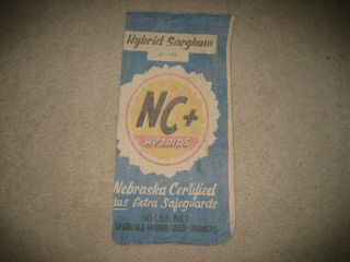 Vintage Nc,  Hybrid Seed Cloth Sack - Hybrid Sorghum