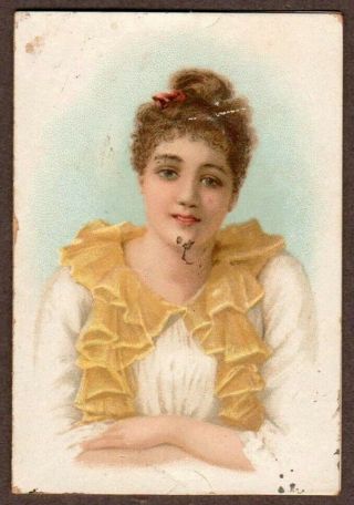 Liebig 1894 Calendar Vintage Bi - Fold Pocket Size " Pretty Girl " English Language
