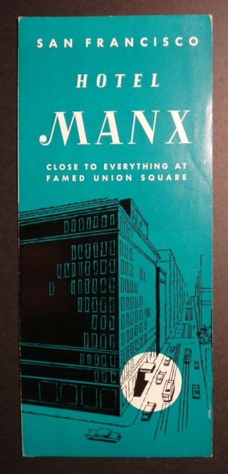 Vintage 1961 Hotel Manx San Francisco California Brochure