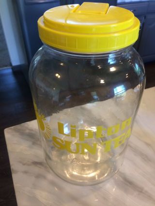 Vintage Lipton Sun Tea Gallon Jug Jar With Lid - Great Collectible - L@@k