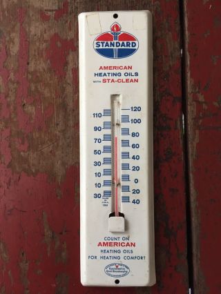 Vintage Standard American Heating Oils Advertising Thermometer 1962