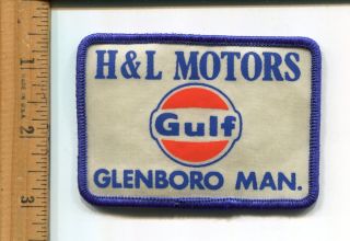 Gulf Advertising H & L Motors Glenboro Man.  Farm Eqip.  Hat/jacket Patch