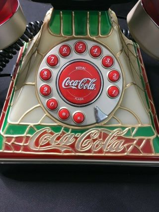 Vintage Design Coca Cola Tiffany Stained Style Glass Look Light Up Telephone 3
