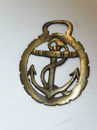 Vtg Horse Harness Brass Boat/ship Anchor Medallion Equestrian Bridle Tack Saddle