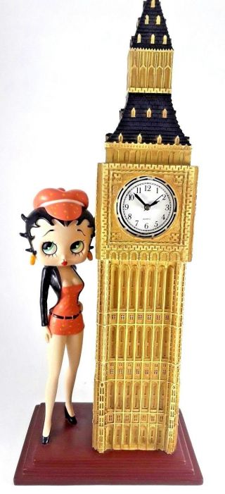 Rare 2002 Betty Boop With Big Ben Clock Statuette Table Top Decor 14 "