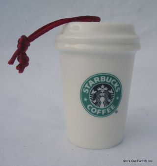 Starbucks Holiday Christmas Coffee White Hot Drink To Go Cup Mug Ornament 2007