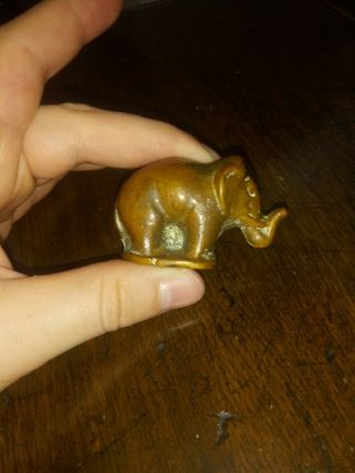 Antique Miniature Bronze Elephant Figurine Heavy