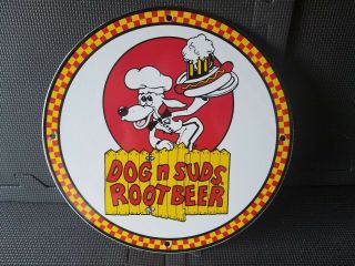 Vintage Dog N Suds Porcelain Dealership Sign,  Pump Plate,  Motor Oil,  Gasoline