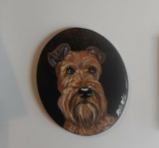 Irish Terrier Dog Hand Painted Collectible Ceramic Magnet